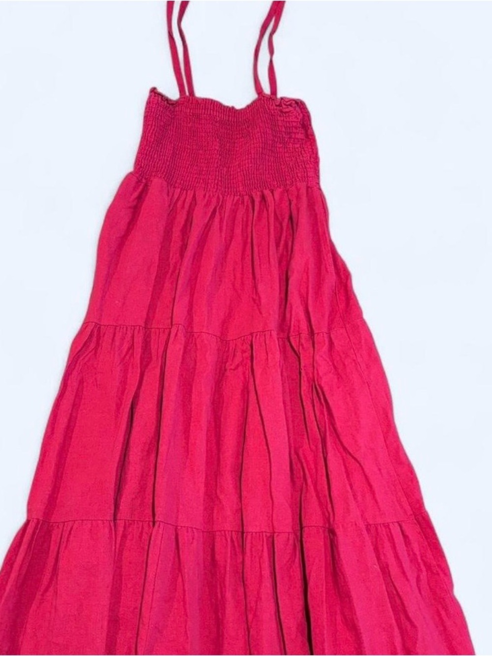 Women’s ' Red Tiered Sundress with Smocked Bodice
